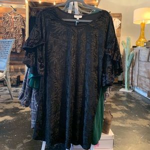 Velvet printed black dress